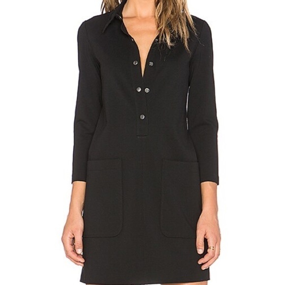 Theory Erimenthia Three-Quarter Black Sleeve Fixture Ponte Shirt Minidress Small - Picture 2 of 11